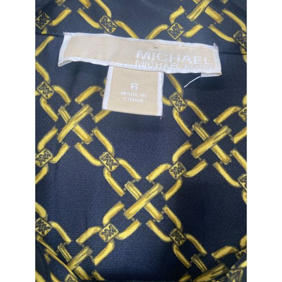 Michael by Michael Kors Women's Black and Gold Chain print Blouse Shirt Sz 6 - Picture 11 of 11